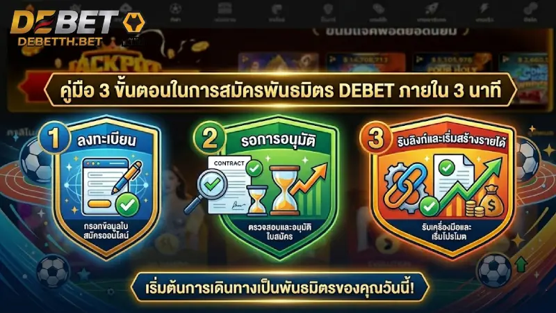 ขั้นตอนการสมัคร พันธมิตร DEBET ภายใน 3 นาที