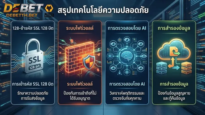 ตารางสรุปเทคโนโลยีการรักษาความปลอดภัยที่ใช้งาน