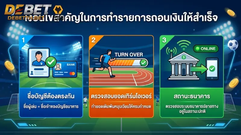 เงื่อนไขสำคัญในการทำรายการถอนเงินให้สำเร็จ